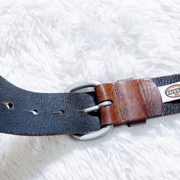 Fossil Brown Leather Belth with Silver Open Buckle Detailing main image 5